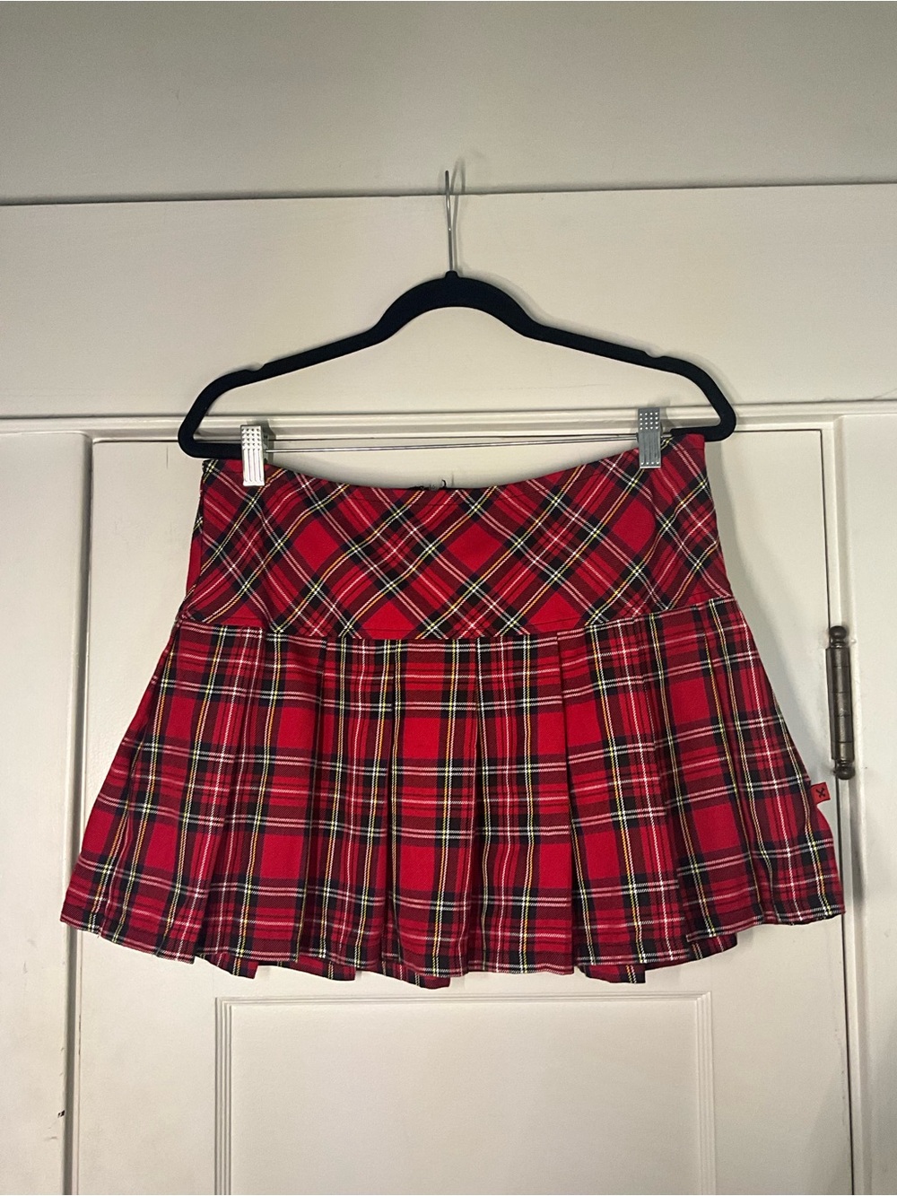 Royal Bones Red Plaid Pleated Mini Skirt